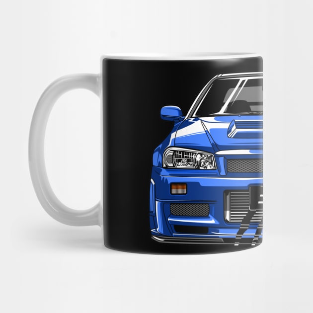 R34 GTR Skyline Turbo JDM Tuning Car 90s Fan by Automotive Apparel & Accessoires